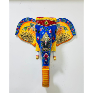 SwamiG TradeX Sculpture murale verticale en bois artisanale Tête d'éléphant Art Déco - Pour mariages, anniversaires, Diwali, espaces commerciaux - Product Image 3