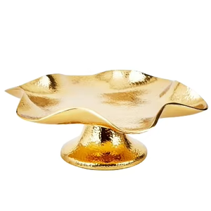 Hot Selling Wave Shape Metal Cake Platter Gold Finish Handmade <b>Stand</b> For Elegant Display - Product Image 1