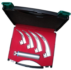 Ensemble de laryngoscope Macintosh avec source de lumière LED conventionnelle / Ensemble de laryngoscope avec 4 lames d'intubation 1, 2, 3, 4 à manche moyen - Product Image 1