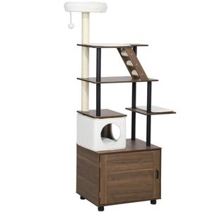 Lussuoso Tiragraffi Grande per Gatti in Legno Massello, Moderno e di Stile Contemporaneo, con Cuccia Interna per Gatti, Ideale per Arrampicarsi e Giocare - Product Image 2