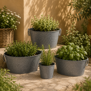 Maceta de Metal galvanizado rústico con moldura de madera, maceta duradera de estilo Vintage, perfecta para jardinería interior y exterior y decoración del hogar - Product Image 4