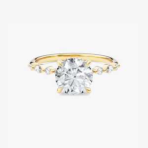 Moissanite 1CT Round Cut Promise <b>Solitaire</b> <b>Ring</b> Original 925 <b>Silver</b> With Gold Plated Fine Flower Style Classic Gift Jewelry - Product Image 5