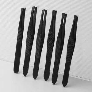 Ensemble de pinces à cils en acier inoxydable de précision Morje, pointes lisses, couleur noire, pour usage esthétique - Product Image 1