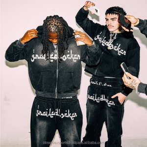 Ensemble de survêtement à capuche unisexe en coton 100% respirant à séchage rapide de haute qualité, logo personnalisé OEM, streetwear d'hiver - Product Image 6