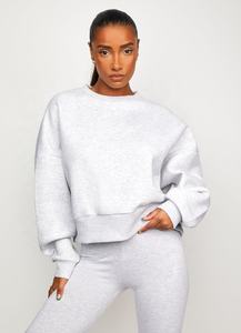 Sudadera Oversize para Mujer con Cuello Alto Simulado, Diseño de Hombros Caídos, Manga Larga, Estilo Básico, Color Liso, Ajuste Holgado, Casual, Otoño - Product Image 5