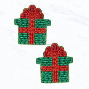 Pendientes de aro de corazón a cuadros rosas hechos a mano, joyería de moda ligera bonita para regalo de fiesta Unisex - Product Image 2