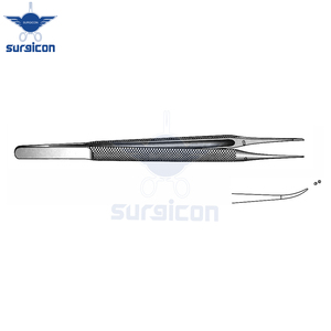 Suturing Micro Forceps <b>12</b> cm / 4-3/4 Inch Curved with 0.3 mm Tip and 1:2 Teeth Stainless Steel Microsurgical Instrument - Product Image 3