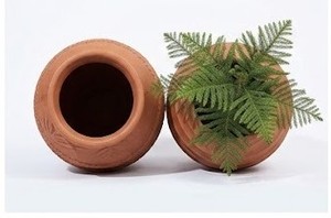 Maceta Redonda Rústica de Terracota con Diseño Acanalado para Exhibición de Plantas de Interior/Exterior - Product Image 4