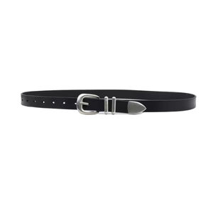 Ceinture fine et légère en cuir de vache noir avec boucle carrée en alliage, style vintage, pour hommes et femmes, logo personnalisé OEM ODM - Product Image 6