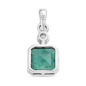 14K Gold Oval Cut <b>Emerald</b> and Diamond Dainty <b>Pendant</b> Necklace - Product Image 6