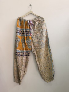 Wholesale Lot of Kantha Handmade 100% Cotton Pajama Pants Boho <b>Trousers</b> <b>Elastic</b> <b>Waist</b> Floral Pattern Vintage Hippie Style - Product Image 5