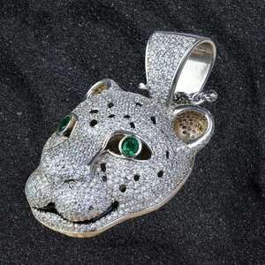 จี้หัวสัตว์สุดเท่สร้อยคอหัวเสือดาวสไตล์ฮิปฮอปเครื่องประดับชุบทองคำขาว - Product Image 3