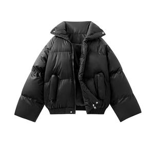 Chaqueta Acolchada Delgada con Cuello Alto, Unisex, Informal, para Invierno, Relleno de Poliéster, Resistente al Viento, Color Sólido, Largo Regular, Logotipo Frontal - Product Image 4
