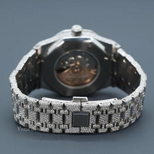 Montre-bracelet analogique bicolore de luxe en acier inoxydable pour homme, diamant glacé de marque de haute qualité, moissanite, cadran de 41mm, style Hip Hop - Product Image 2