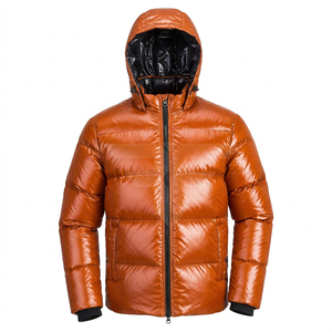 เสื้อแจ็คเก็ตฤดูหนาวแบบสั้นสำหรับผู้ชาย ออกแบบเองได้ตามสั่ง ขายส่ง OEM ดีไซน์ทันสมัย กันน้ำ เงางาม มีไซส์ใหญ่ - Product Image 1