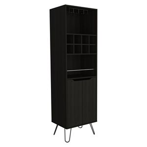 Mueble Bar Alto Manhattan con Ocho Botelleros Integrados y Dos Armarios de Una Puerta en Negro - Product Image 3