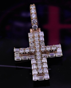 <b>Emerald</b> VVS Moissanite Jesus Cross Christian Religious Faith Luxury Gold Plated 925 Silver <b>Pendant</b> for Women Men - Product Image 1