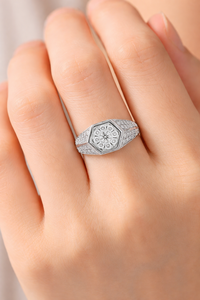 Diamond Hexagon Band <b>Ring</b> Mens Hip Hop Lab Grown Pave <b>Iced</b> Out 925 Sterling Silver 14K Gold Plated Luxury Statement Jewelry - Product Image 5