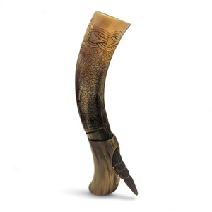 Corne à boire Viking Ox de haute qualité, artisanale, en corne de buffle naturelle, avec support, articles de boisson sculptés, World Craft Impex, lampe à sel - Product Image 3