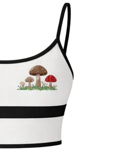 Conjunto de camisola y pantalones cortos para mujer, conjunto de dos piezas de verano, Top corto de mezcla de algodón, pantalones cortos con cordón y estampado de setas, informal, en blanco y negro - Product Image 3