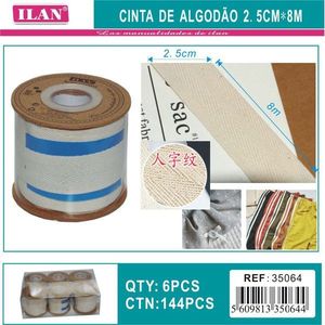 Nastro di cotone Ilan 2,5 cm x 8 m con motivo a spina di pesce per lavori artigianali - Product Image 3