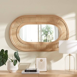 On-trend boho style <b>mirror</b> with logo custom made handwoven rattan framed wall <b>mirrors</b> best price - Product Image 3