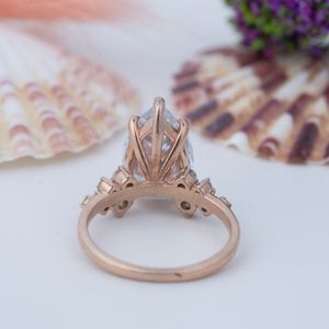 925 <b>Silver</b> <b>Solid</b> 14K Yellow Gold Plated 5-Prong Setting VVS Moissanite Engagement Ring 1.10 CT Pear Shape for Certified Hip Hop - Product Image 4