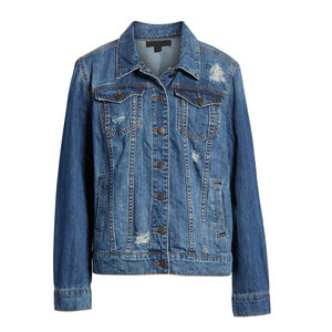 Eco-friendly Breathable Very Attractive Women Distress <b>Denim</b> <b>Jacket</b> Eco-Friendly Casual Light Blue Women Distress <b>Denim</b> <b>Jacket</b> - Product Image 4