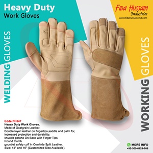 Vente à chaud de gants de travail en cuir de grain de chèvre de haute qualité gants de sécurité de soudage en gros pour l'extérieur et une utilisation quotidienne du Pakistan - Product Image 5