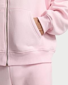 Sudadera con capucha rosa extragrande para hombre, con cremallera, de algodón grueso, de alta calidad, estilo casual y urbano. - Product Image 3