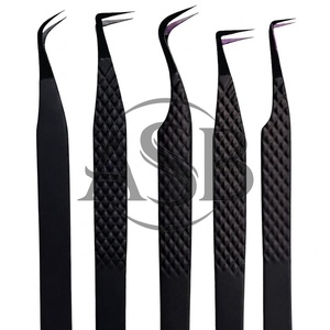 Nouvelle pince à cils 2026 à 9 degrés et courbée en acier inoxydable avec impression de logo personnalisé pour extensions de cils - Product Image 4