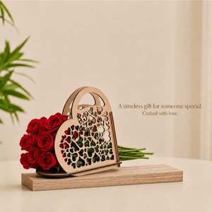 Panier-cadeau personnalisé en forme de cœur pour la fête des mères |   Organisateur décoratif en bois découpé au laser pour cadeaux faits main et arrangements floraux - Product Image 5