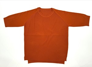 เสื้อสเวตเตอร์คอกลมแขนสั้นแบบลำลองสำหรับผู้หญิงเสื้อสเวตเตอร์ถักแบบสวมหัวสีแอปริคอท - Product Image 2