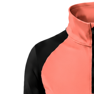 Women Quarter Zip Athletic <b>Top</b> <b>Coral</b> Pink Long Sleeve Fitted Sports Training Shirt High Collar Thumbhole Performance Activewear - Product Image 5