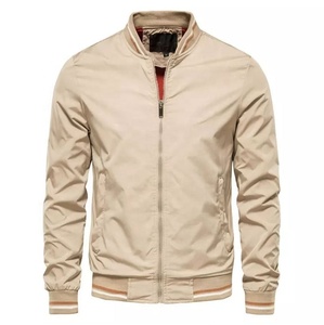 <b>Men's</b> <b>Lightweight</b> Softshell Bomber Flight <b>Jacket</b> Stand Collar Full Zip Casual Stylish Golf Windbreaker for Spring Plain Dyed - Product Image 2