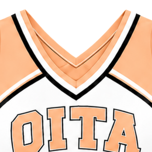 <b>Peach</b> White Black <b>Womens</b> Sleeveless V Neck Cheerleading Crop <b>Top</b> Athletic Performance Team Cheer Uniform Competition Sportswear - Product Image 5