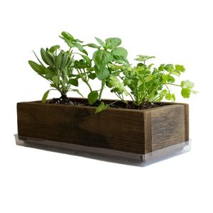 Jardinera de Madera Rústica para Ventana, Kit de Jardín de Hierbas para Interiores, Maceta Rectangular Decorativa de Madera con Revestimiento de Plástico y Bandeja de Drenaje - Product Image 1