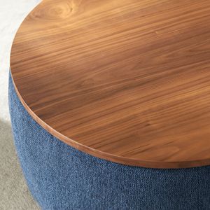 Pouf Contenitore Rotondo 2 in 1 Blu Navy 65x65x37 cm - Sgabello Funzionale e Tavolino d'Appoggio - Product Image 5