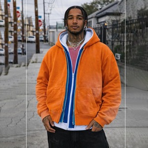 Vente en gros de sweats à capuche personnalisés, streetwear, coupe oversize, 100% coton, unis, vierges, zippés, courts, à triple couche - Product Image 2