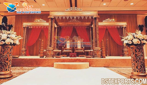 Mandapam de mariage traditionnel telugu à thème paon aux couleurs vibrantes, Mandapam de mariage indien, Scène de mariage Mandapam USA - Product Image 5