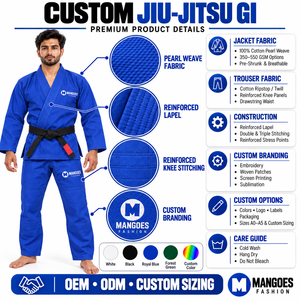 Kimono Ligero Preencogido para BJJ (Jiu Jitsu Brasileño) para Hombre y Mujer, Uniforme de Jiu Jitsu Brasileño para Adultos, Chaqueta y Pantalones con Cinturón Gratis, Kimono Personalizado - Product Image 6