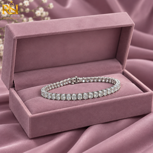 Bracelet tennis en diamant de laboratoire brillant taille ovale couleur DEF, maillons éternité à quatre griffes |   Or massif de luxe 9K/14K/18K - Product Image 4