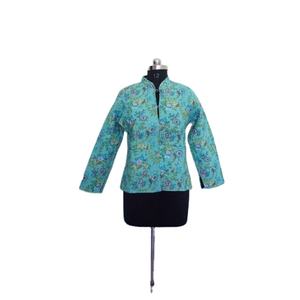 Veste en coton réversible Kantha matelassée motif Argyle unisexe Manteau de mode de festival Court Longueur Hiver Femmes - Product Image 1