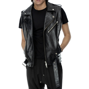 Gilet en cuir respirant personnalisé de haute qualité pour hommes, style hip-hop, vêtement d'extérieur pour l'hiver, service OEM - Product Image 5