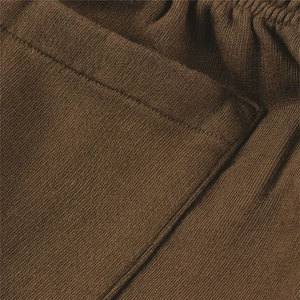 Shorts Bermuda en Coton Marron Uni pour Homme, Taille Élastiquée avec Cordon, Tricoté Respirant, Coupe Décontractée Mi-Haute - Product Image 5