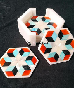 Posavasos de Lujo con Incrustaciones de Hueso, Hecho a Mano, Decorativo, 4x4 Pulgadas, Cuadrado, Disponible en Diferentes Colores, para Uso en el Hogar y Bodas, Tradebyd - Product Image 4