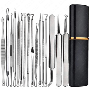 High Precision 10 Piece Facial Pore Cleaning Kit Stainless Steel Acne and Blackhead Extractor Tools Custom Label - Product Image 6