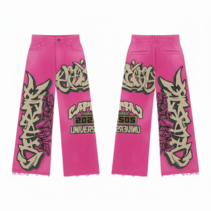 Tendance Mode Personnalisée Imprimé en relief Nom de marque Toile Écologique Respirante Ourlet vieilli Streetwear Vintage Lavé Automne - Product Image 3