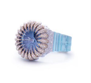 Montre analogique-numérique à quartz pour femme Sky Blue Diamond Luxury Ice Edition, cadran saphir, boîtier en acier inoxydable, 10 bars d'étanchéité - Product Image 2
