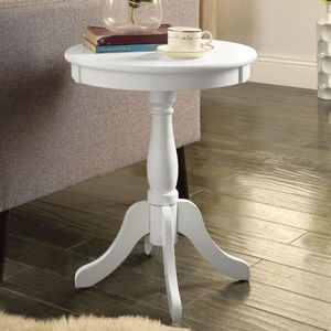 Tavolino Rotondo Bianco con Piedistallo per Arredamento Soggiorno - Product Image 2